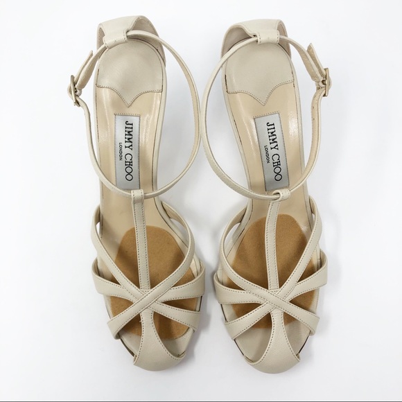 Jimmy Choo London Cream Leather Mary Jane Heel - Picture 4 of 16